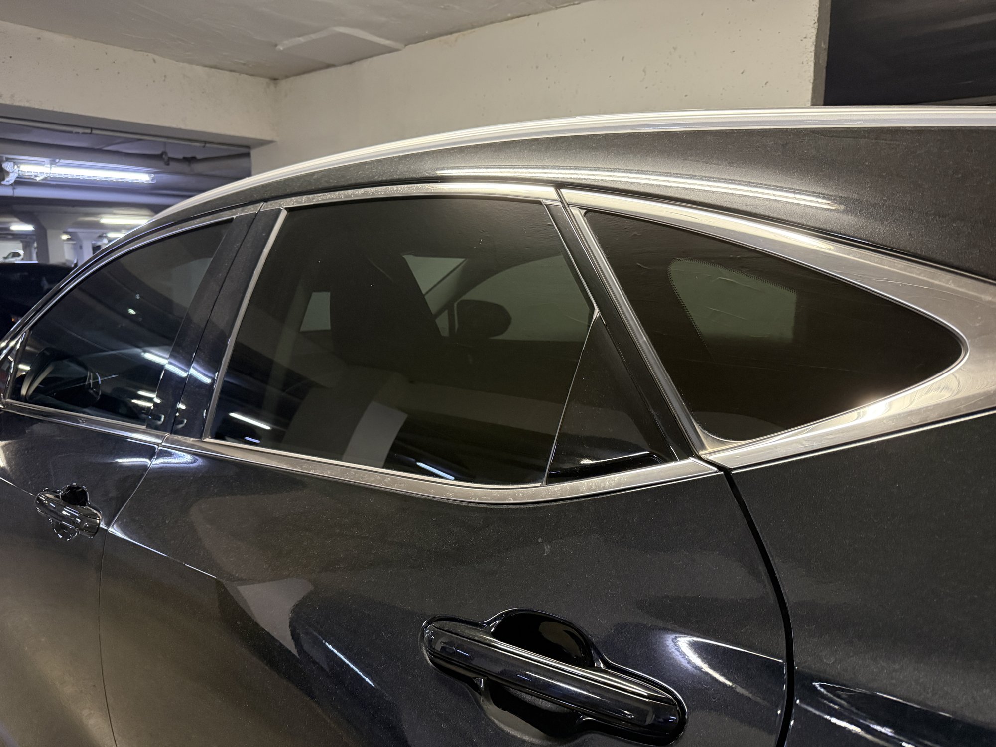 Exterior glass after streak-free clean and polish